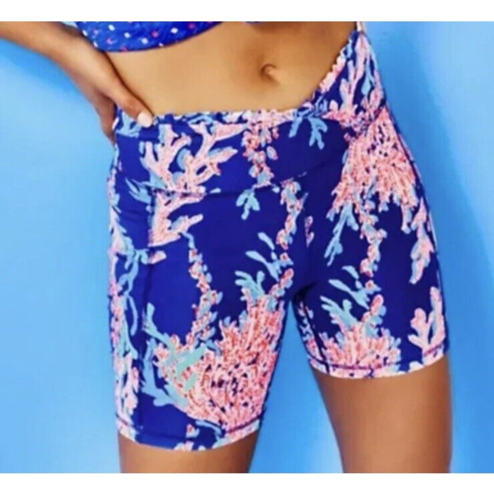 Lilly Pulitzer NWT Weekender High Rise Ruffle Shorts Blue Swim on Over SZ XXS